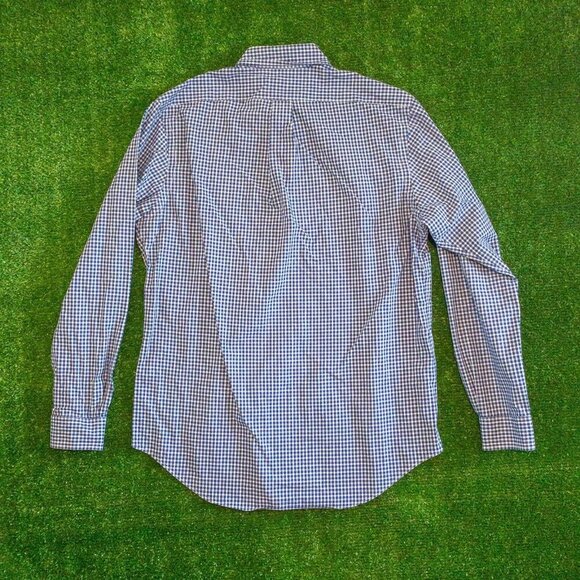POLO RALPH LAUREN MICRO CHECK BUTTON UP MENS SHIRT BLUE WHITE LONG SLEEVE SIZE M - Picture 4 of 5